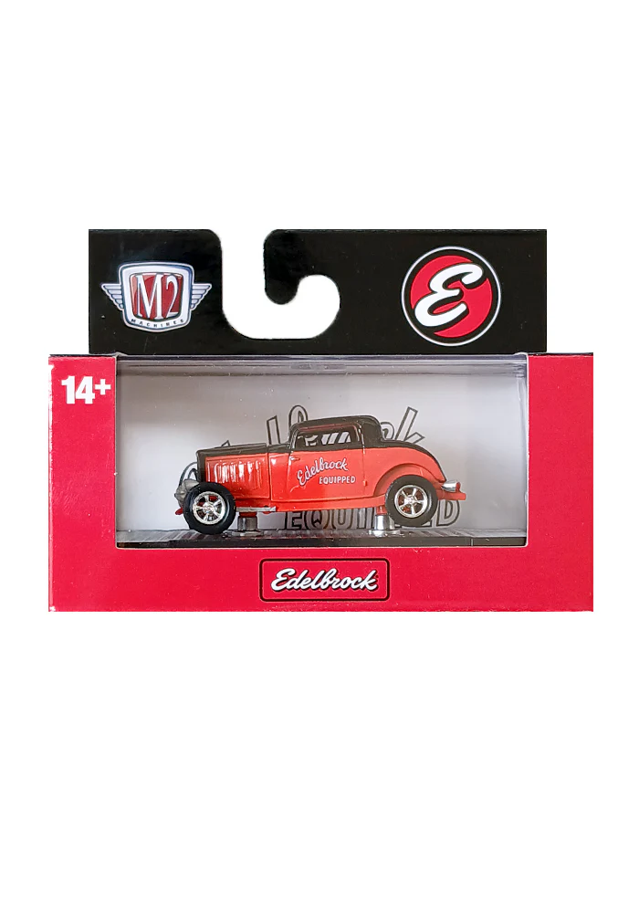 EXCLUSIVES M2 Machines 1932 Ford Three Window Coupe - Orange / Black (Scale 1:64)