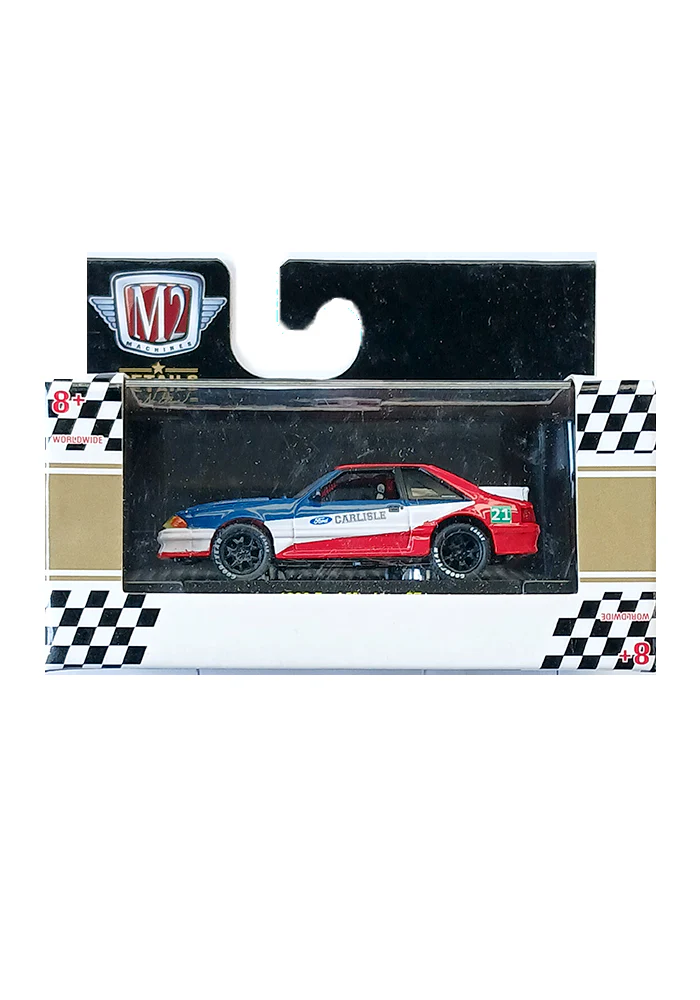 EXCLUSIVES M2 Machines 1988 Ford Mustang GT - Red / White / Blue