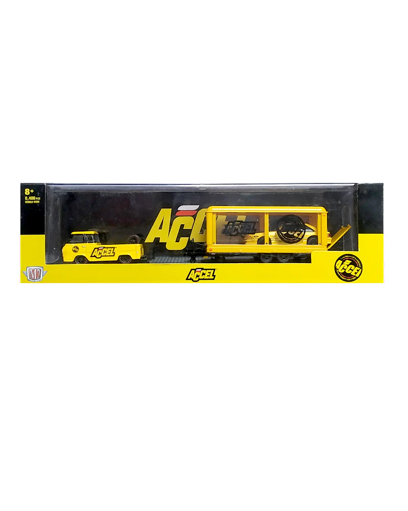 EXCLUSIVES M2 Machines Accel 1964 Ford Econoline Truck & 1988 Ford Mustang GT - Yellow / Black