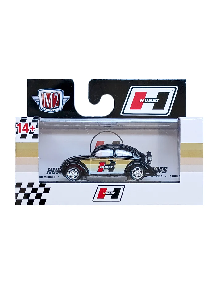 EXCLUSIVES M2 Machines Hurst 1953 VW Beetle Deluxe U.S.A. Model & Trailer - Black