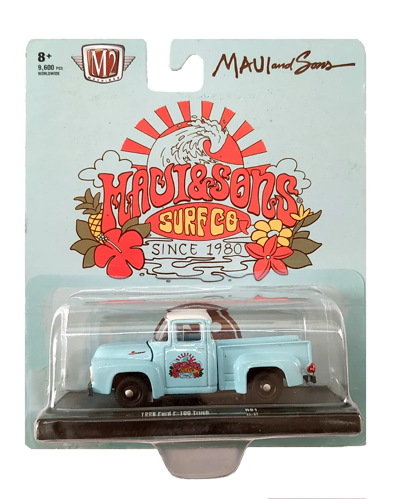 EXCLUSIVES M2 Machines Maui & Sons Surf Co. 1956 Ford F-100 Truck - Blue