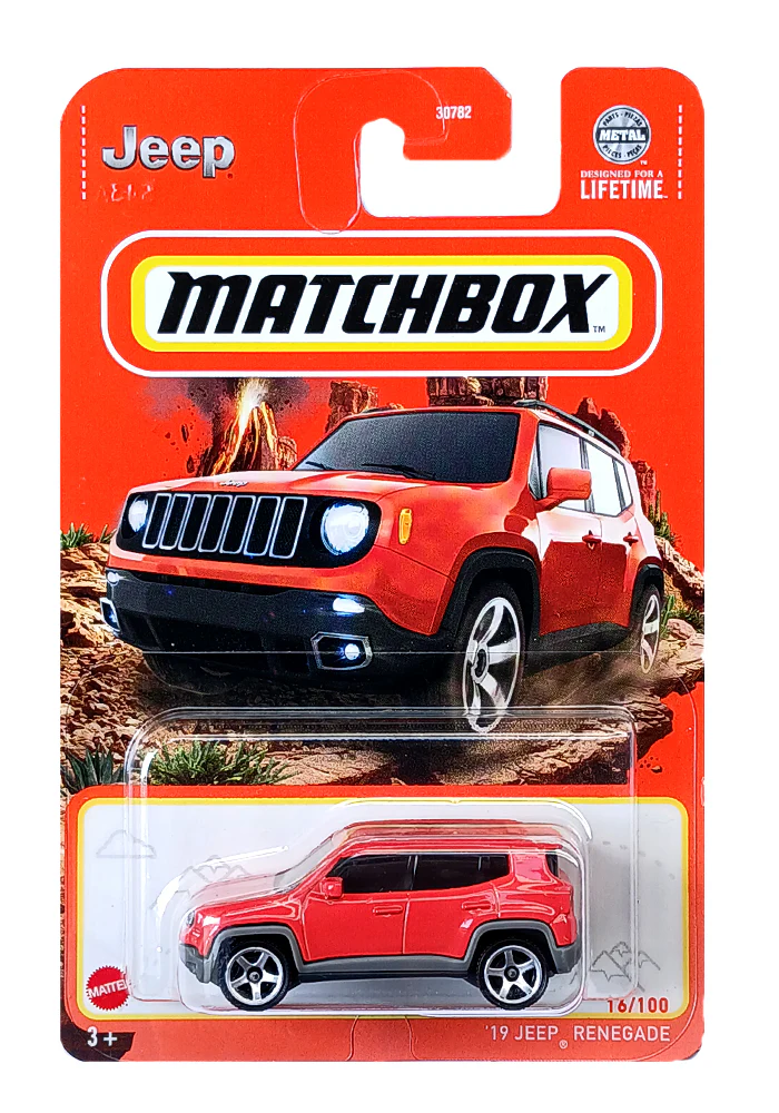 EXCLUSIVES Matchbox '19 Jeep Renegade - Orange / Grey - 2023 Card (With Protector Case)