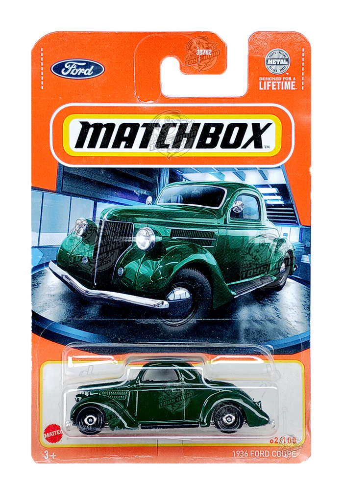 EXCLUSIVES Matchbox 1936 Ford Coupe - Green - 2023 Card (With Protector Case)