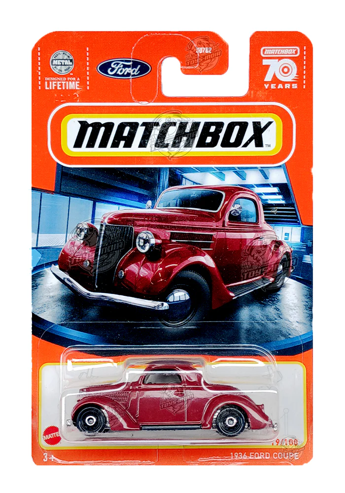 EXCLUSIVES Matchbox 1936 Ford Coupe - Red - 2023 Card (Blister Damage / Car in Excellent Condition) (With Protector Case)