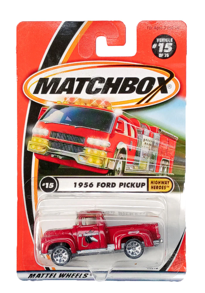 EXCLUSIVES Matchbox 1956 Ford Pickup - Red - 2000 Card (With Protector Case)