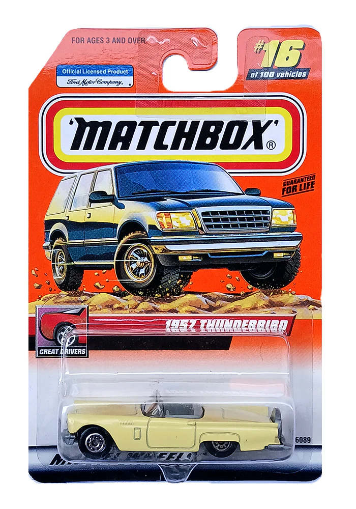 EXCLUSIVES Matchbox 1957 Thunderbird - Yellow - 1999 Card (With Protector Case)