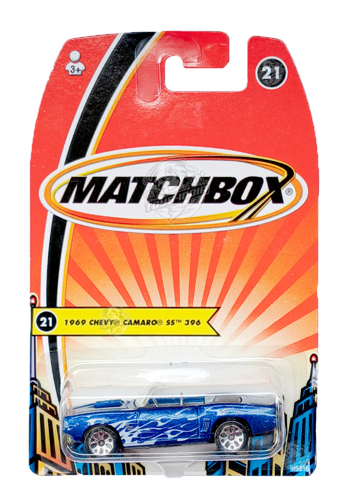 EXCLUSIVES Matchbox 1969 Chevy Camaro SS 396 - Blue - 2004 Card (With Protector Case)