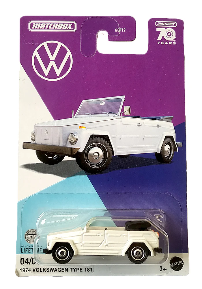 EXCLUSIVES Matchbox 1974 Volkswagen Type 181 - White - 2022 Card (With Protector Case)