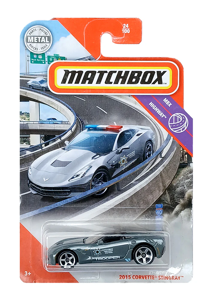 EXCLUSIVES Matchbox 2015 Corvette Stingray - Grey - 2019 Card (With Protector Case)