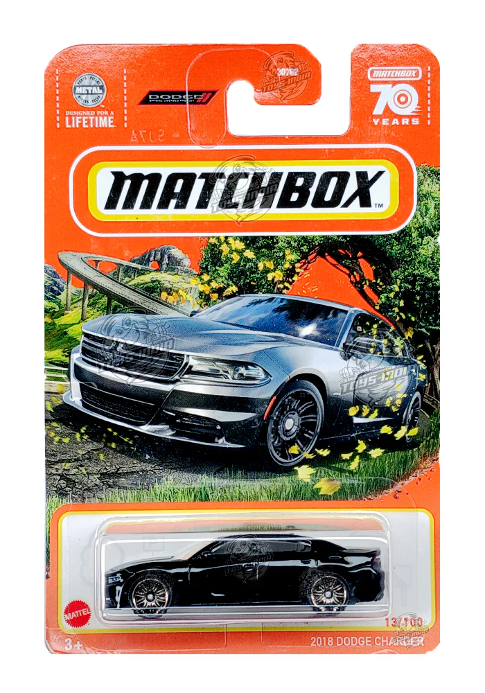 EXCLUSIVES Matchbox 2018 Dodge Charger - Black - 2022 Card (With Protector Case)