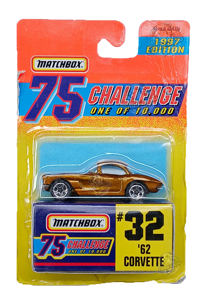 EXCLUSIVES Matchbox '62 Corvette - Golden - 1996 Card (Creased Card / Car in Excellent Condition) (With Protector Case)