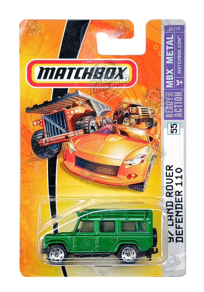 EXCLUSIVES Matchbox '97 Land Rover Defender 110 - Green - 2006 Card (With Protector Case)