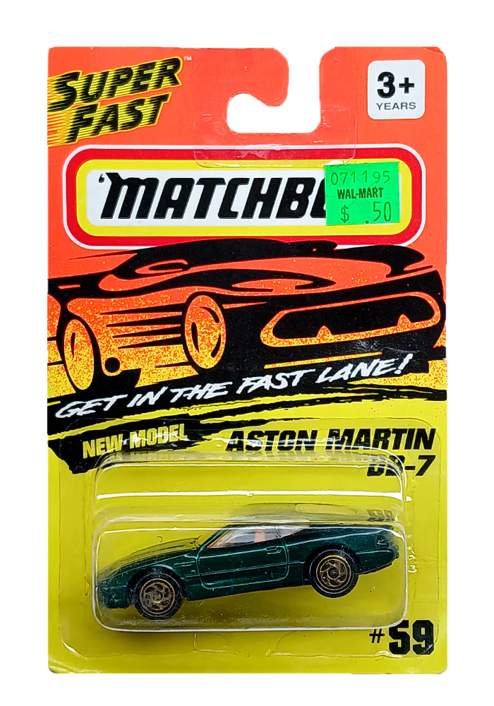 EXCLUSIVES Matchbox Aston Martin DB-7 - Green - 1993 Card (With Protector Case)