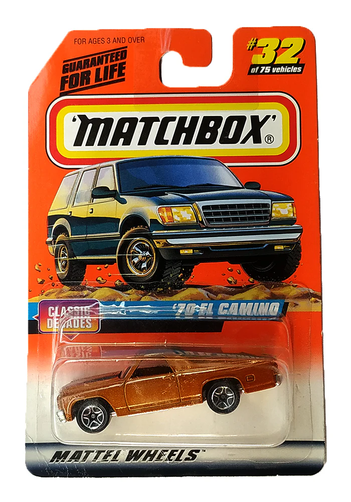 EXCLUSIVES Matchbox Classic Decades '70 Chevy El Camino - Brown - 1997 Card (With Protector Case)