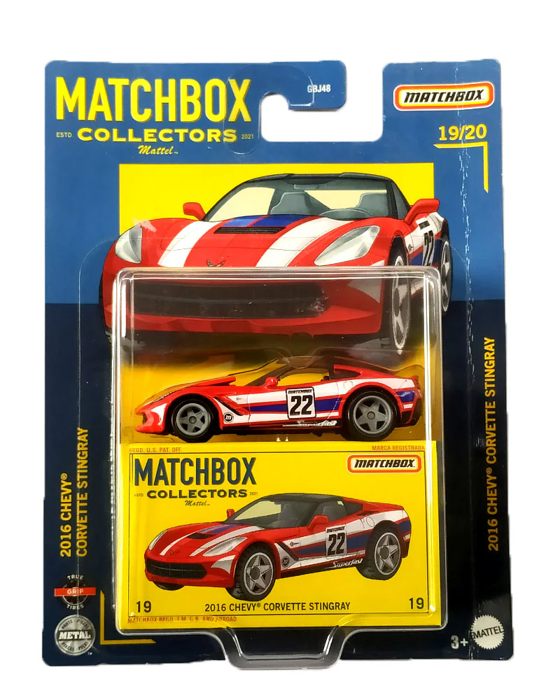 EXCLUSIVES Matchbox Collectors 2016 Chevy Corvette Stingray - Red / White - 2021 Card