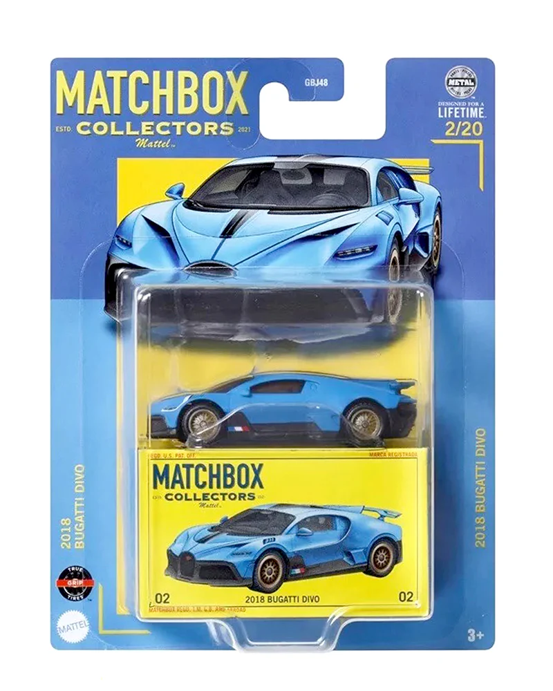 EXCLUSIVES Matchbox Collectors 2018 Bugatti Divo - Blue - 2023 Card