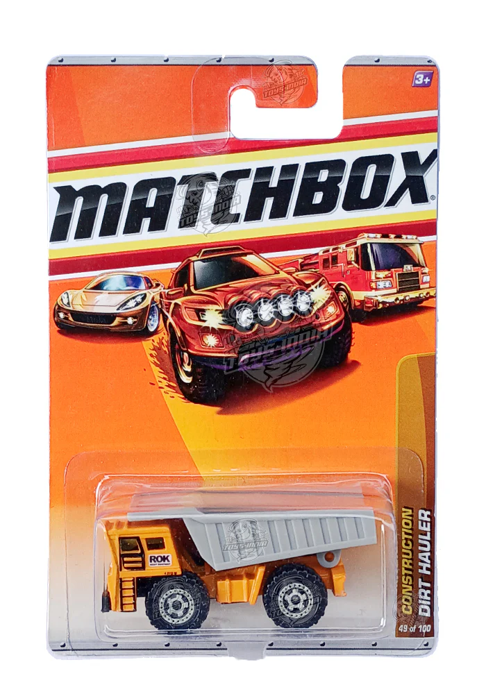 EXCLUSIVES Matchbox Construction Dirt Hauler - Orange / Grey - 2009 Card (With Protector Case)