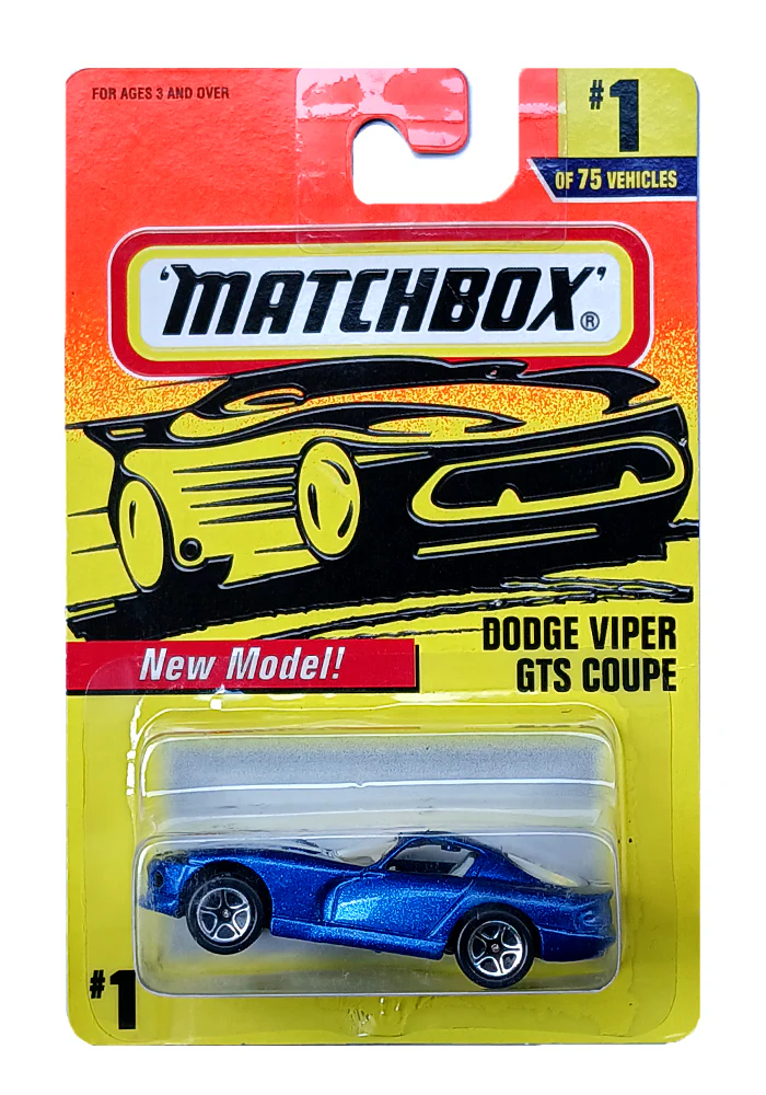 EXCLUSIVES Matchbox Dodge Viper GTS Coupe - Blue - 1996 Card (With Protector Case)