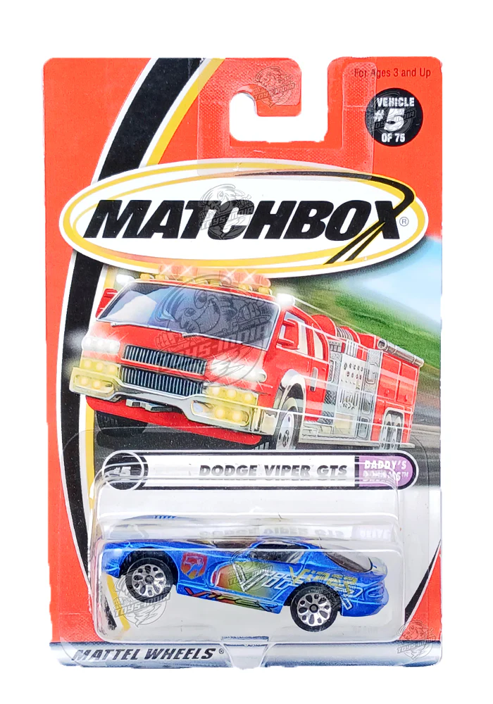 EXCLUSIVES Matchbox Dodge Viper GTS - Blue - 2000 Card (With Protector Case)