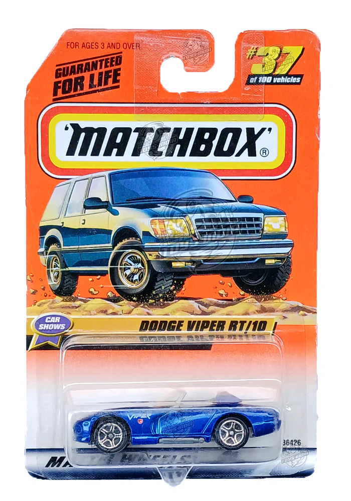 EXCLUSIVES Matchbox Dodge Viper RT/10 - Blue - 1999 Card (With Protector Case)