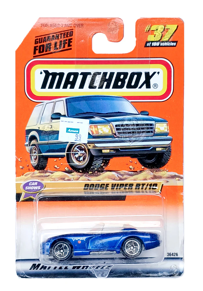 EXCLUSIVES Matchbox Dodge Viper RT/10 - Blue - 1999 Card (With Protector Case) - Image 2