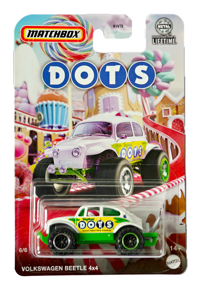 EXCLUSIVES Matchbox Dots Volkswagen Beetle 4x4 - White / Green - 2023 Card (With Protector Case)