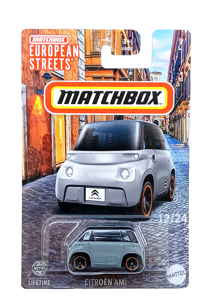 EXCLUSIVES Matchbox European Streets Citroen Ami - Grey / Black - 2023 Card (With Protector Case)