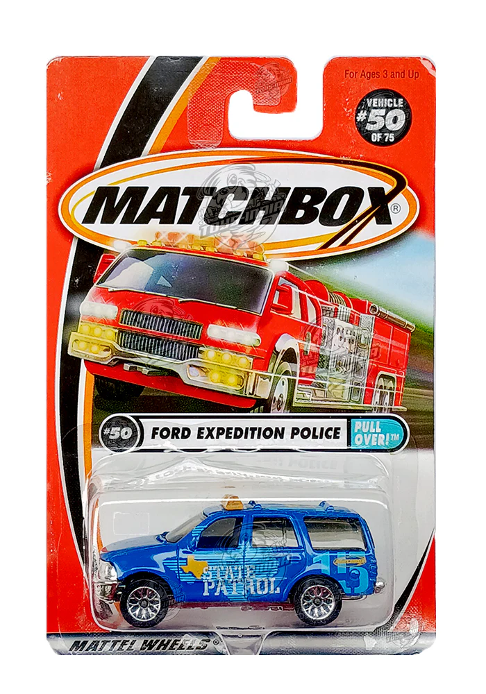 EXCLUSIVES Matchbox Ford Expedition Police - Blue - 2000 Card (With Protector Case)