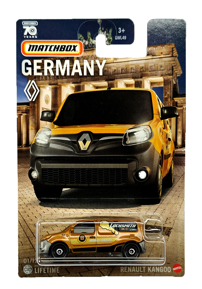 EXCLUSIVES Matchbox Germany Renault Kangoo - Golden - 2023 Card (With Protector Case)