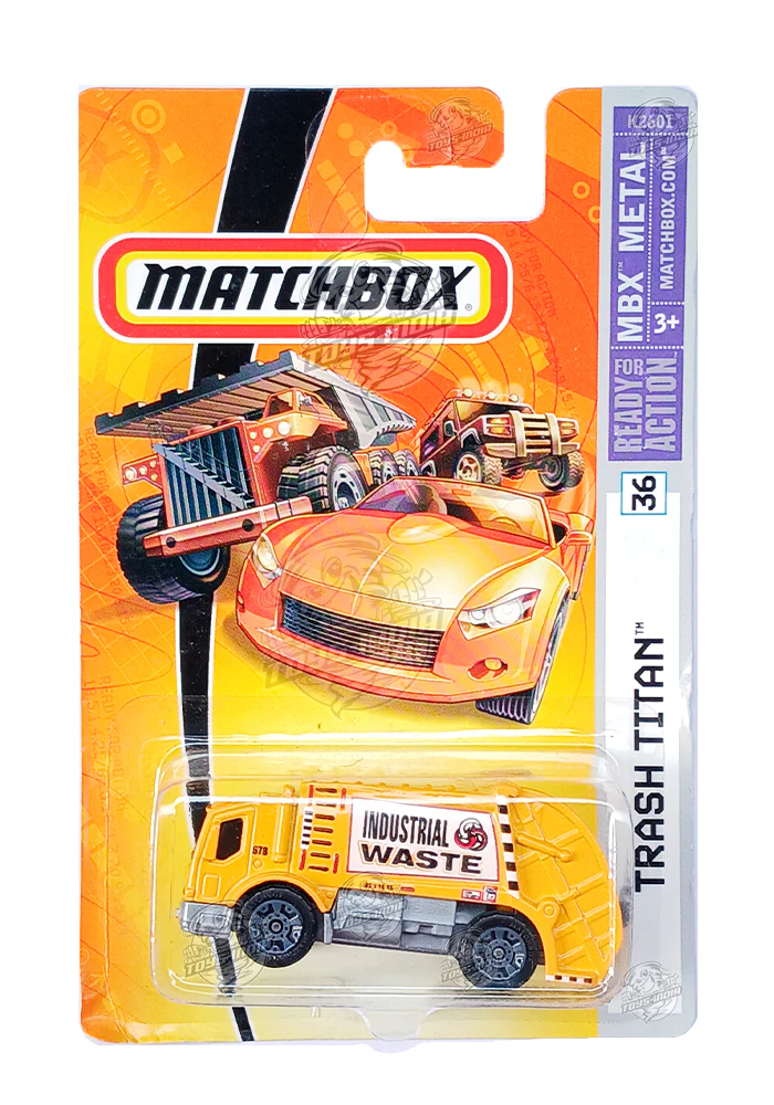 EXCLUSIVES Matchbox Trash Titan - Yellow - 2006 Card (With Protector Case)