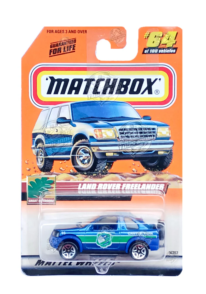 EXCLUSIVES Matchbox Land Rover Freelander - Blue / Green - 1999 Card (With Protector Case)