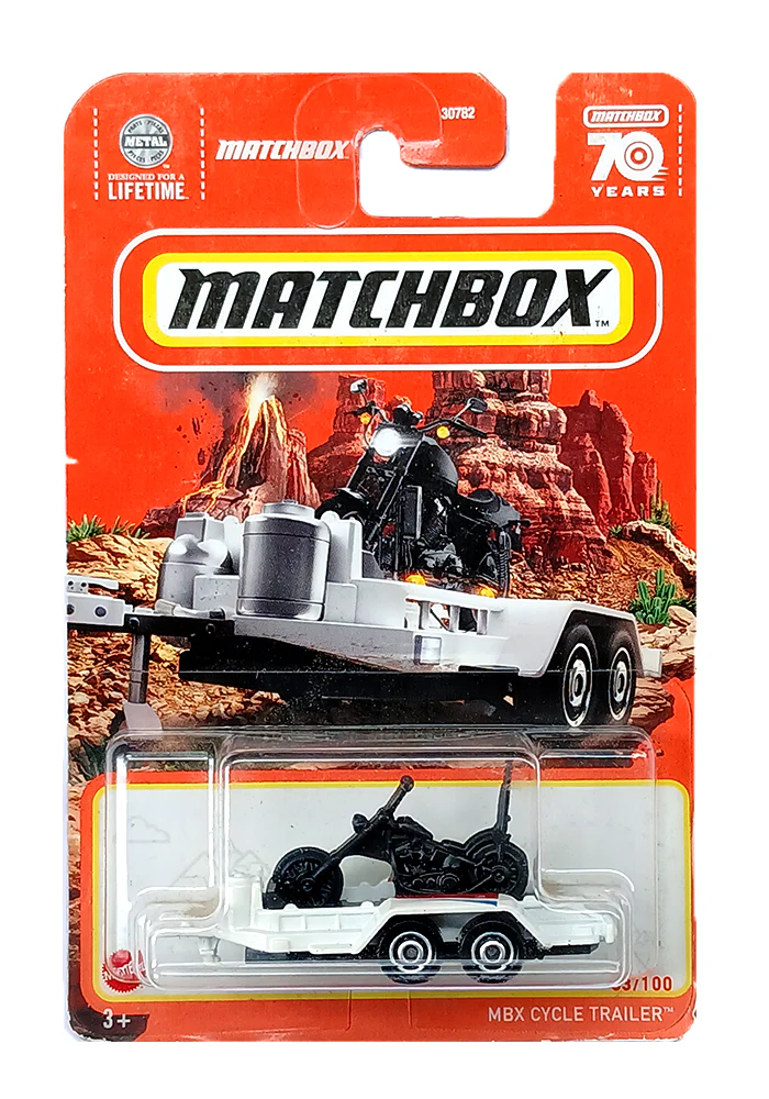 EXCLUSIVES Matchbox MBX Cycle Trailer - White / Black - 2022 Card (With Protector Case)