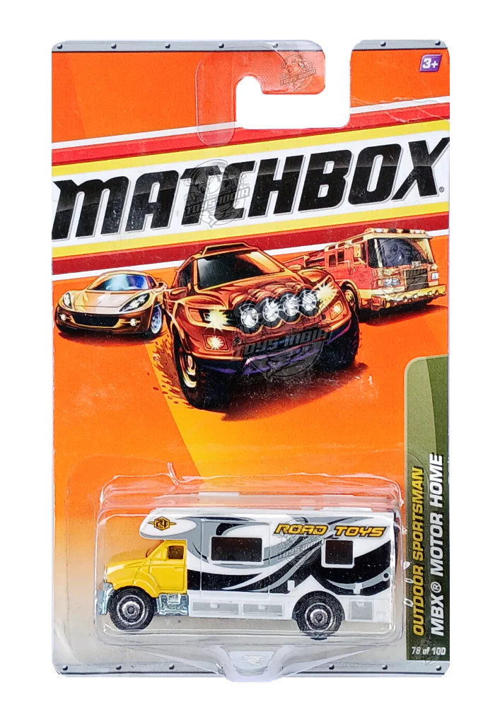EXCLUSIVES Matchbox MBX Motor Home - Yellow / White - 2009 Card (Creased Card / Car in Excellent Condition) (With Protector Case)