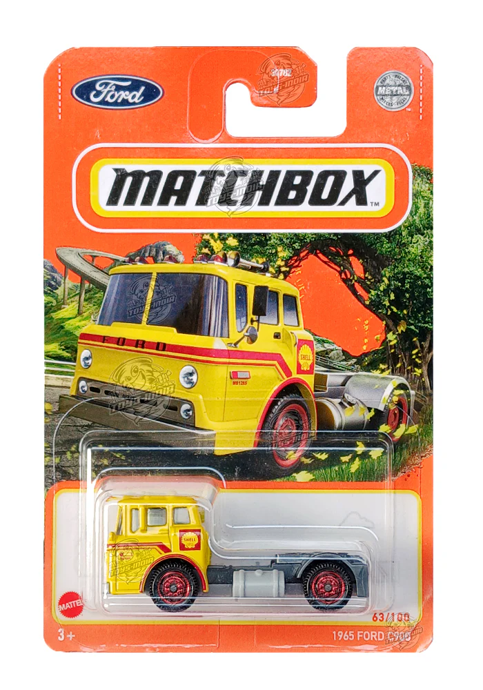 EXCLUSIVES Matchbox Shell 1965 Ford C900 - Yellow - 2021 Card (With Protector Case)
