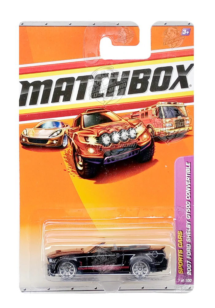 EXCLUSIVES Matchbox Sport Cars 2007 Ford Shelby GT500 Convertible - Black - 2019 Card (Blister Damage / Car in Excellent Condition) (With Protector Case)