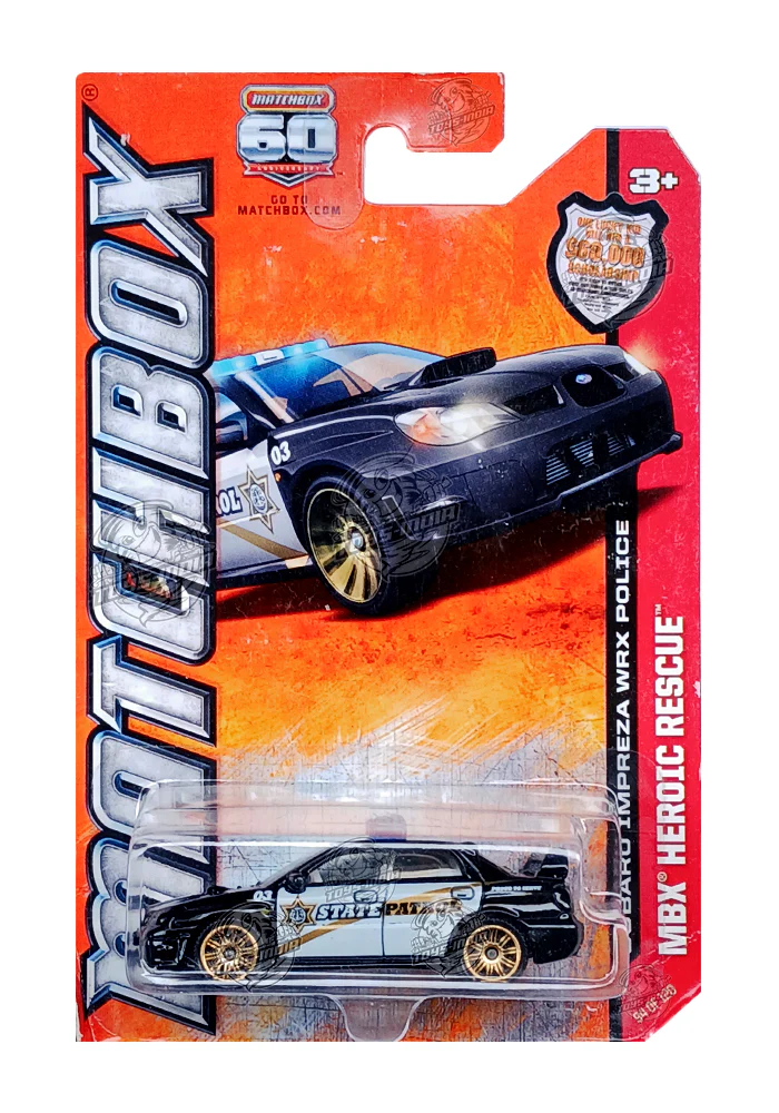 EXCLUSIVES Matchbox Subaru Impreza WRX Police - Black / White - 2012 Card (With Protector Case)