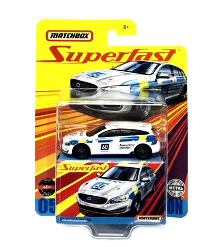 EXCLUSIVES Matchbox Superfast Volvo V60 Wagon - White / Blue - 2019 Card
