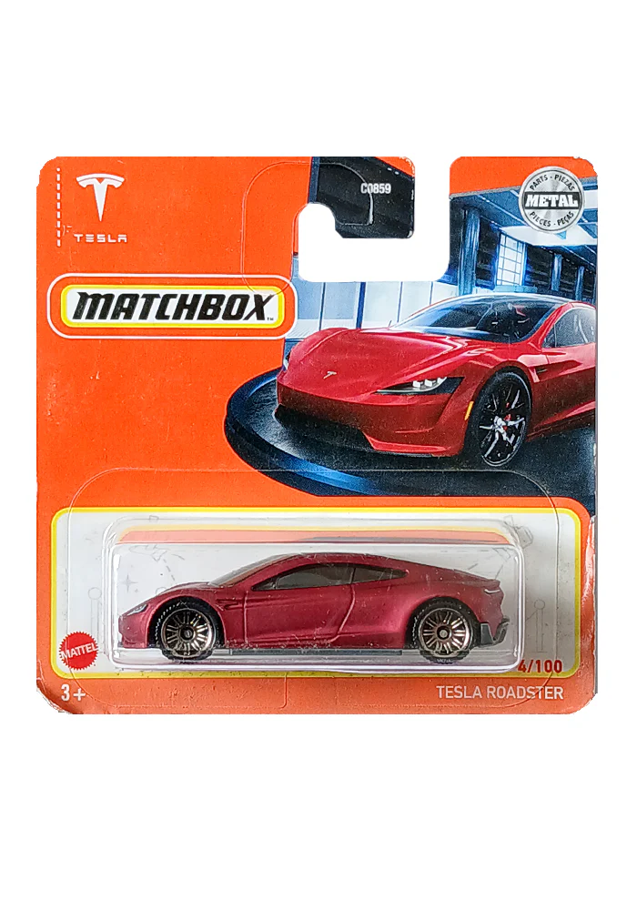 EXCLUSIVES Matchbox Tesla Roadster - Red - 2021 Card (International Short Card)