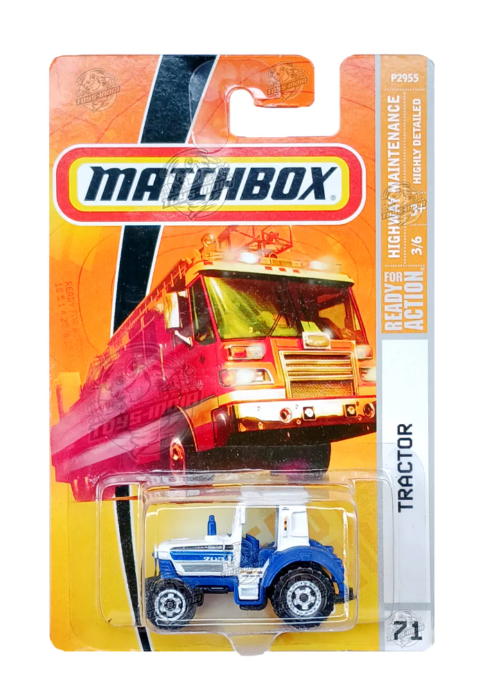 EXCLUSIVES Matchbox Tractor - White / Blue - 2008 Card (With Protector Case)