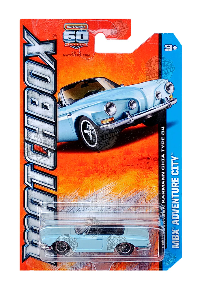 EXCLUSIVES Matchbox Volkswagen Karmann Ghia Type 34 - Blue - 2012 Card (With Protector Case)