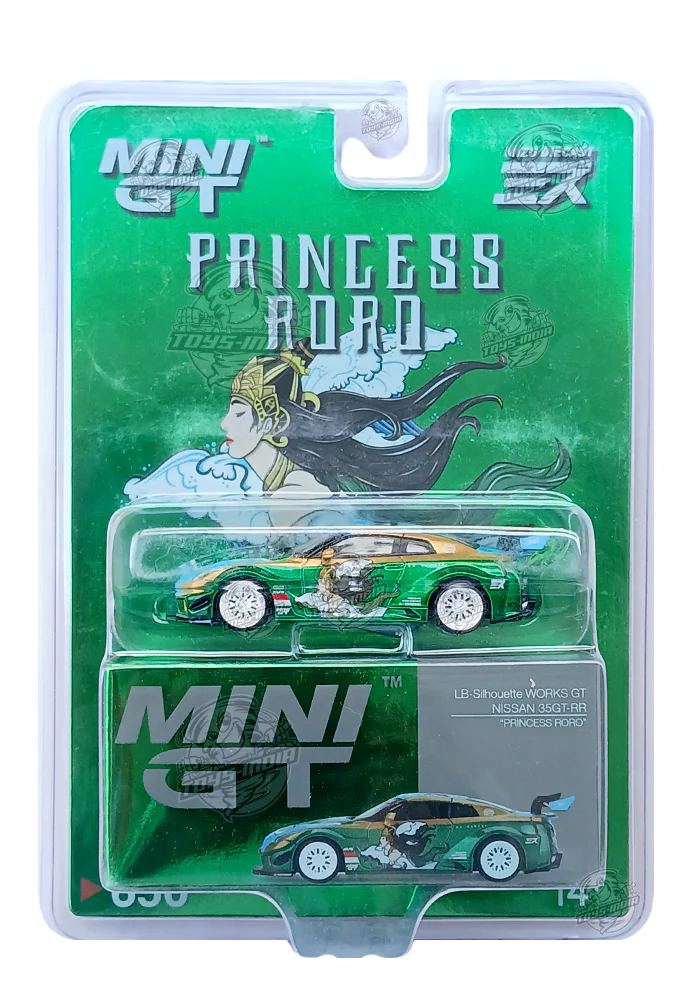 EXCLUSIVES MINI GT LB-Silhouette Works GT Nissan 35GT-RR - Green / Blue (Scale 1:64)