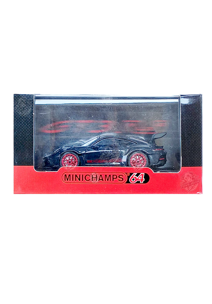 EXCLUSIVES Minichamps 64 Porsche 911 (992) GT3 RS - Dark Grey / Red (Scale 1:64) - Image 2