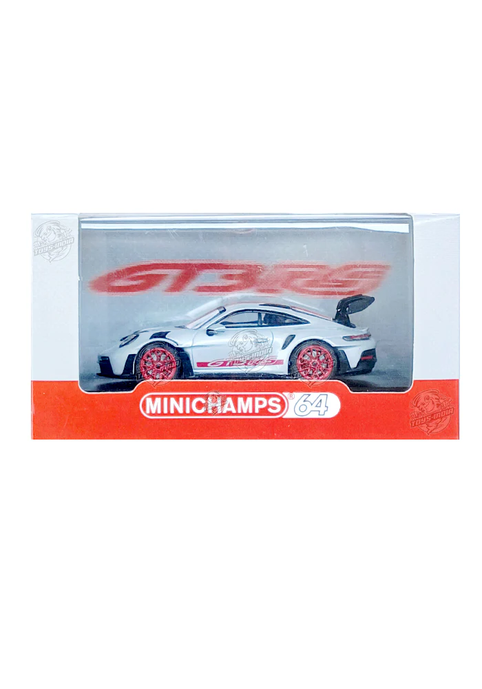 EXCLUSIVES Minichamps 64 Porsche 911 (992) GT3 RS - Light Grey / Red (Scale 1:64) - Image 2