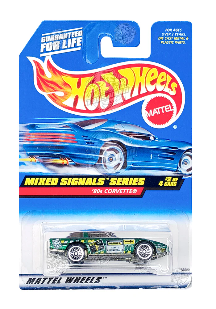 EXCLUSIVES Mixed Signals Hot Wheels 80's Corvette - Green - 1997 Card (With Protector Case)