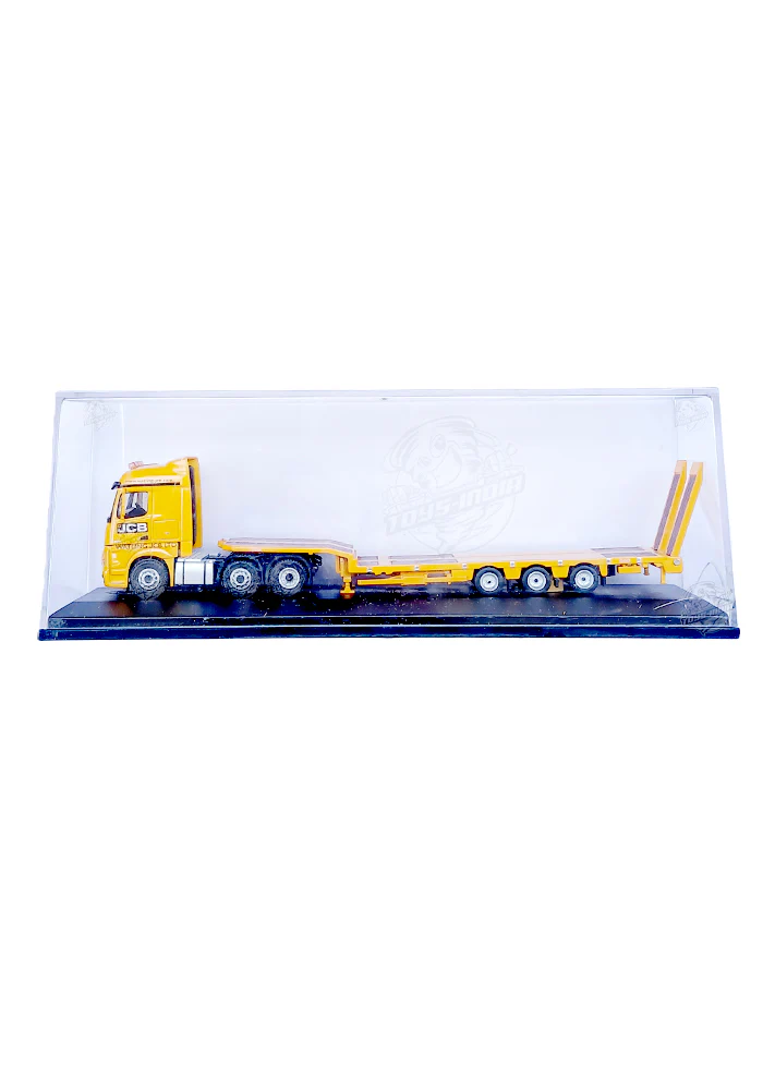 EXCLUSIVES Oxford JCB Heavy Haulage Truck - Yellow / Brown (Scale 1:76) (Slight crack on the display box) - Image 4