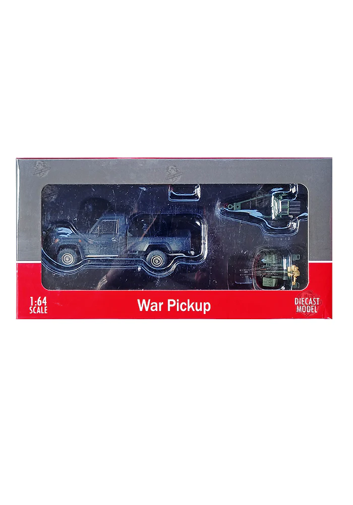 EXCLUSIVES Hobby Fans Army Truck War Pickup with 2 Attachments - Grey (Scale 1:64)