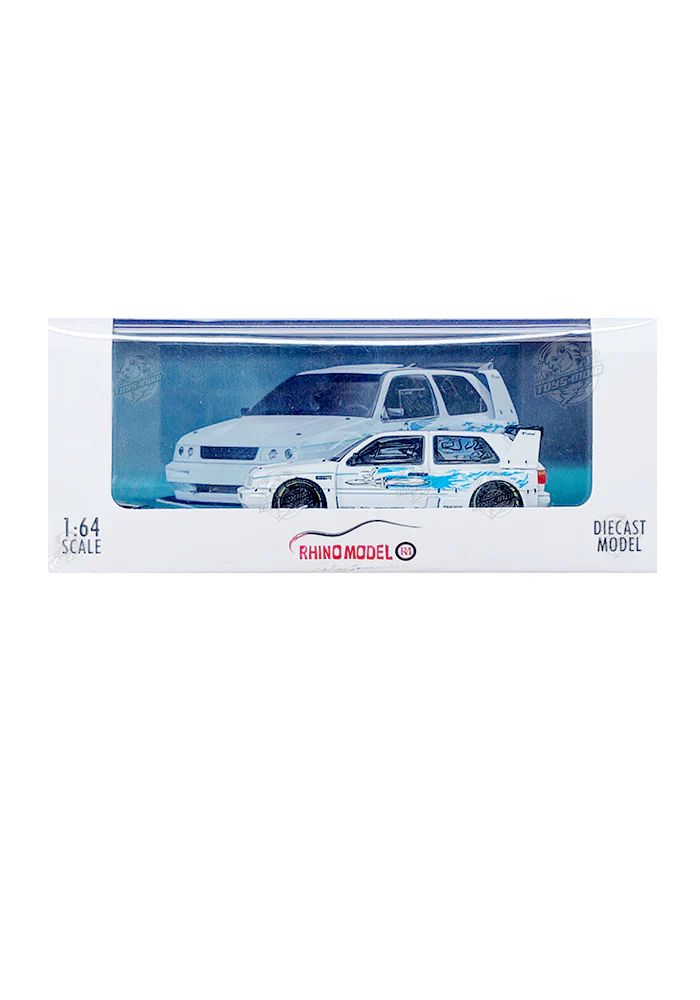 EXCLUSIVES Rhino Model Volkswagen Golf 3 - White / Blue (Scale 1:64)