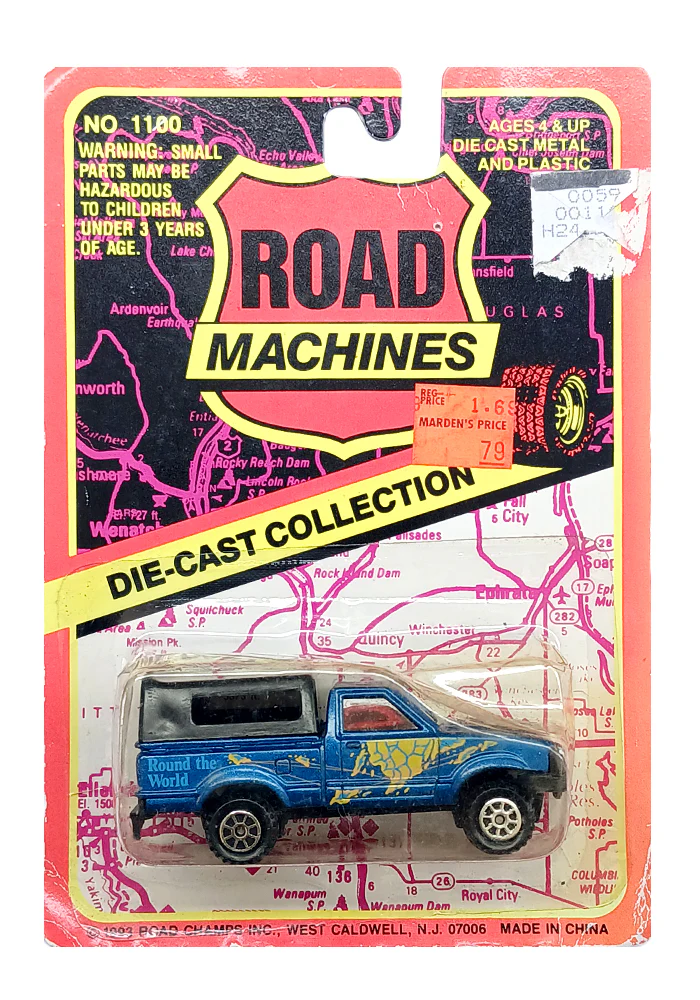 EXCLUSIVES Road Champs Machines Van - Blue / Black - 1993 Card (Scale 1:64) (Blister Damage / Car in Excellent Condition)