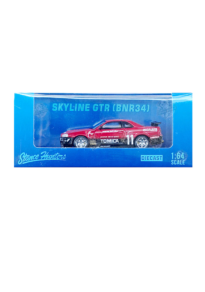 EXCLUSIVES Stance Hunters Nissan Skyline GTR (BNR34) - Red / Black (Scale 1:64)