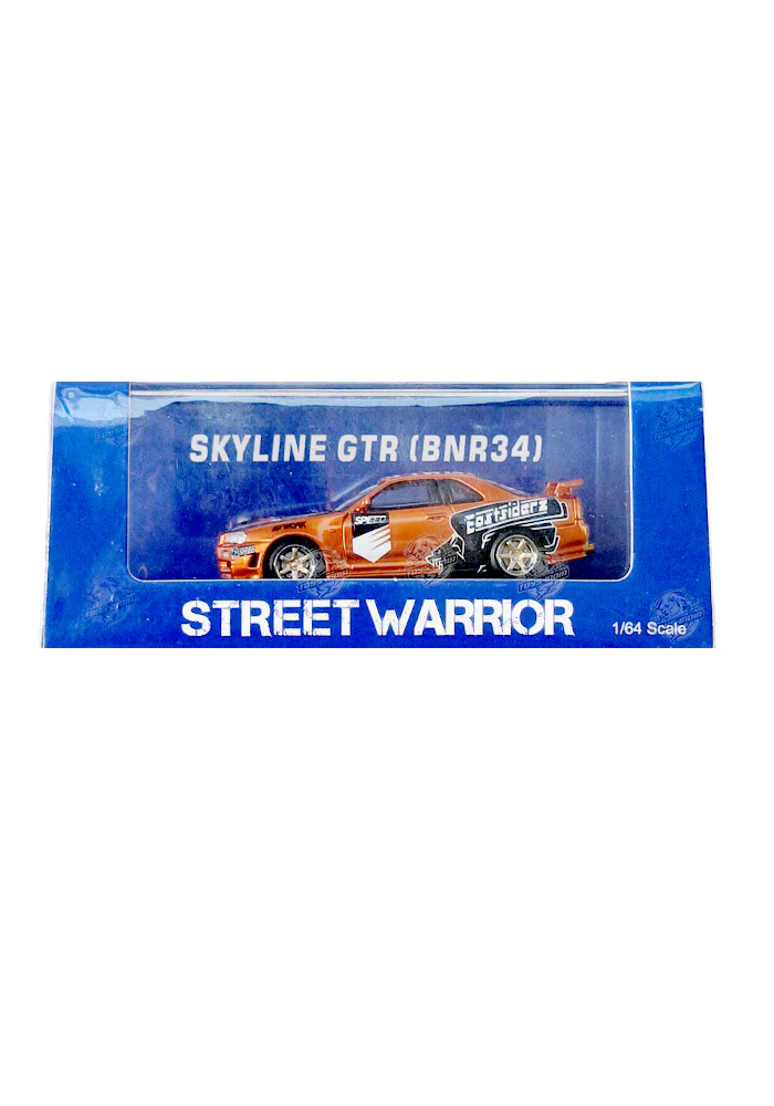 EXCLUSIVES Street Warrior Nissan Skyline GTR (BNR34) - Brown (Scale 1:64)